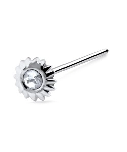 Sunflower Shaped Silver Straight Nose Stud NSKA-71